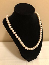 Sterling Silver Signed Lucas Lameth Genuine Pearl Necklace