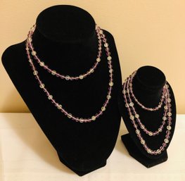Genuine Amethyst & Celadon Stone Necklaces