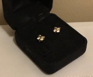14K Gold DQ CZ Stud Earrings (1.4 Grams)