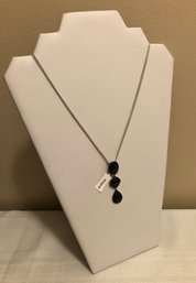 NEW! Sterling Silver Black Nephrite Triple Strand Necklace (10.5 Grams)