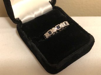 Sterling Silver Sapphire & CZ Ring (3.3 Grams)