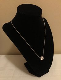 Designer Judith Ripka Sterling Silver CZ Necklace & Pouch (7.1 Grams)