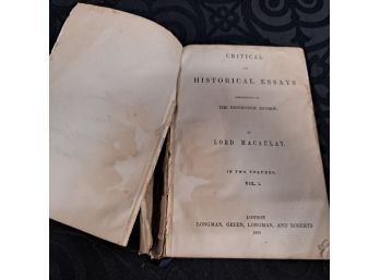 Antique Book - Historical Essays By Lord Macaulay - 1860