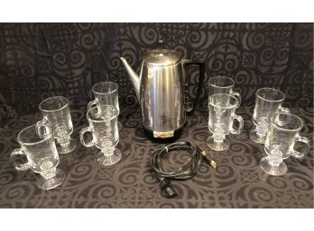 Vintage Percolator & Coffee Mugs