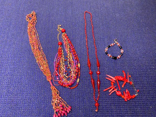 3 Necklaces And 2 Bracelets