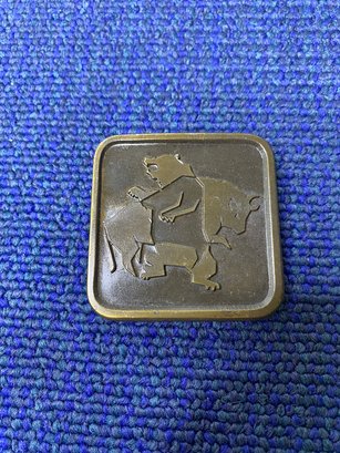 Vintage Bear And Bull Trading Belt Buckle