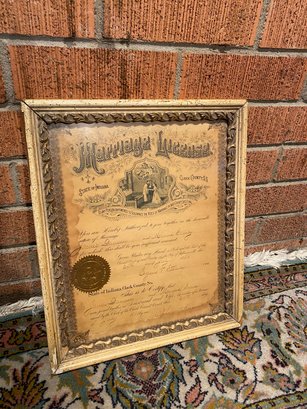 Antique Marriage License From 1890
