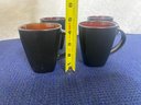 Set Of 4 Black Coffee Mugs
