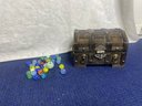 Antique Small Treasure Chest And Marbles
