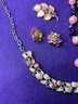 Vintage Bundle Of Jewelry - Necklace, Bracelet, Pin, Clip Ons