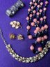 Vintage Bundle Of Jewelry - Necklace, Bracelet, Pin, Clip Ons