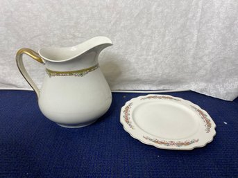 Antique Johnson Bros Pitcher And Plate