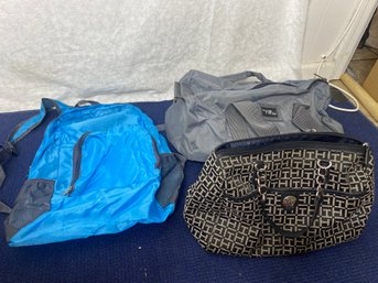 3 Bags - Tommy Hilfiger Purse, Hiking Back Pack And Duffle