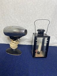 Antique Oster Hair Dryer And Lantern