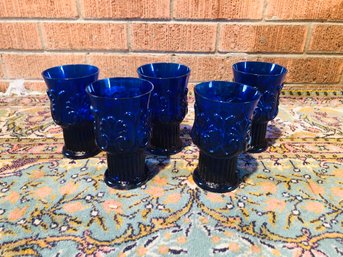 Set Of 5 Blue Glasses