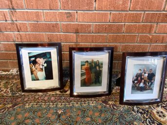 3 Brown / Silver Picture Frames