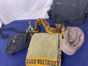 High Voltage Bag, 2 Other Bags And A Hat