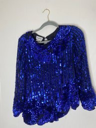 Vintage Flagg Petites Sequin And Silk Shirt/ Size Pm
