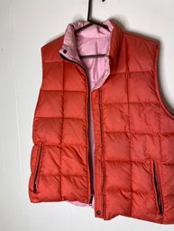Peach And Pink Puffy Vest - Size Large