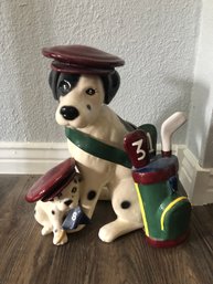 Ceramic Golfing Dogs Statue