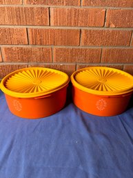 Two Orange Tupperwares