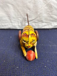Vintage Cat With Ball Metal Toy