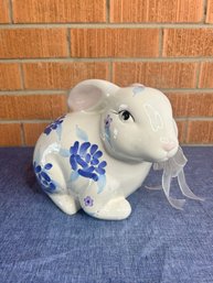 Blue And White Ceramic Bunny