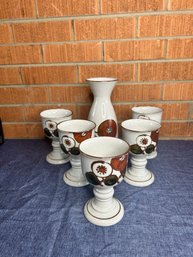 Ceramic Decanter And Cups