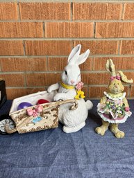 Two Bunny Statues