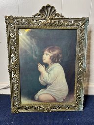 Antique Frame With Girl Praying