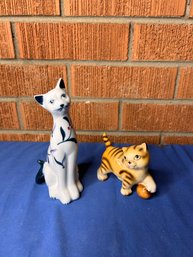 Two Vintage Ceramic Cats