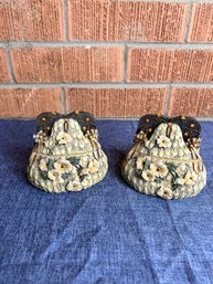 Two Ceramic Purse Trinket Jars