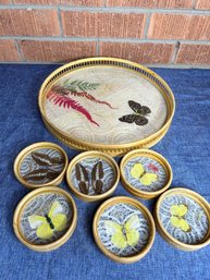 Vintage Platter And Coasters