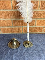 Feather Pen And Elephant Ring Holder