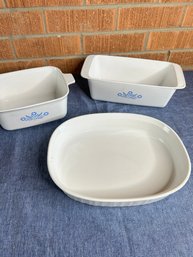 Two Corning Ware And Casserole Dish