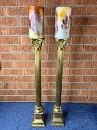 Two Brass Candle Holders /candles