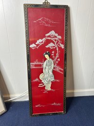 Vintage Asian Red Lacquer Panel