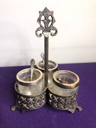 Silver Jars And Holder