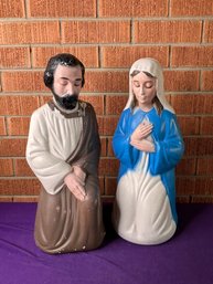 Vintage Blow Mold Mary And Joseph