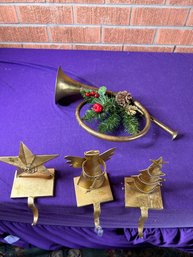 Stocking Holders And Trumpet Decor
