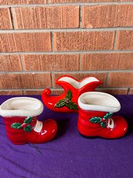Three Vintage Ceramic Boots