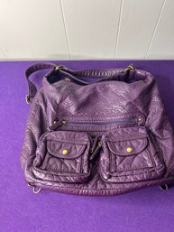 Purple Leather Backpack Purse