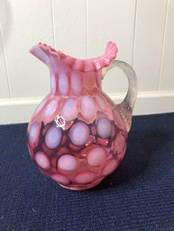 Fenton Pink Glass Pitcher-10'T