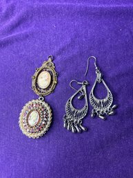 Two Cameo Pendants And Earrings