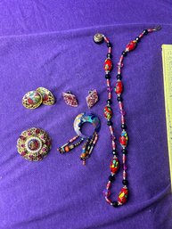 Vintage Bundle Of Multi Color Jewelry