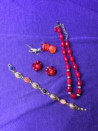 Vintage Bundle Of Red Jewelry