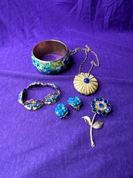 Vintage Bundle Of  Blue Jewelry