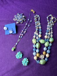 Vintage Bundle Of Blue/green Jewelry