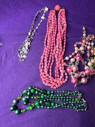 Vintage Bundle Of Pink/green Jewelry