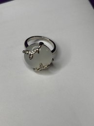 White Stone With Design Ring